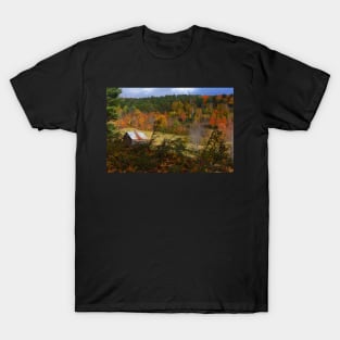 Sleepy Hollows Farm Woodstock Vermont VT Pond Shack Foliage T-Shirt